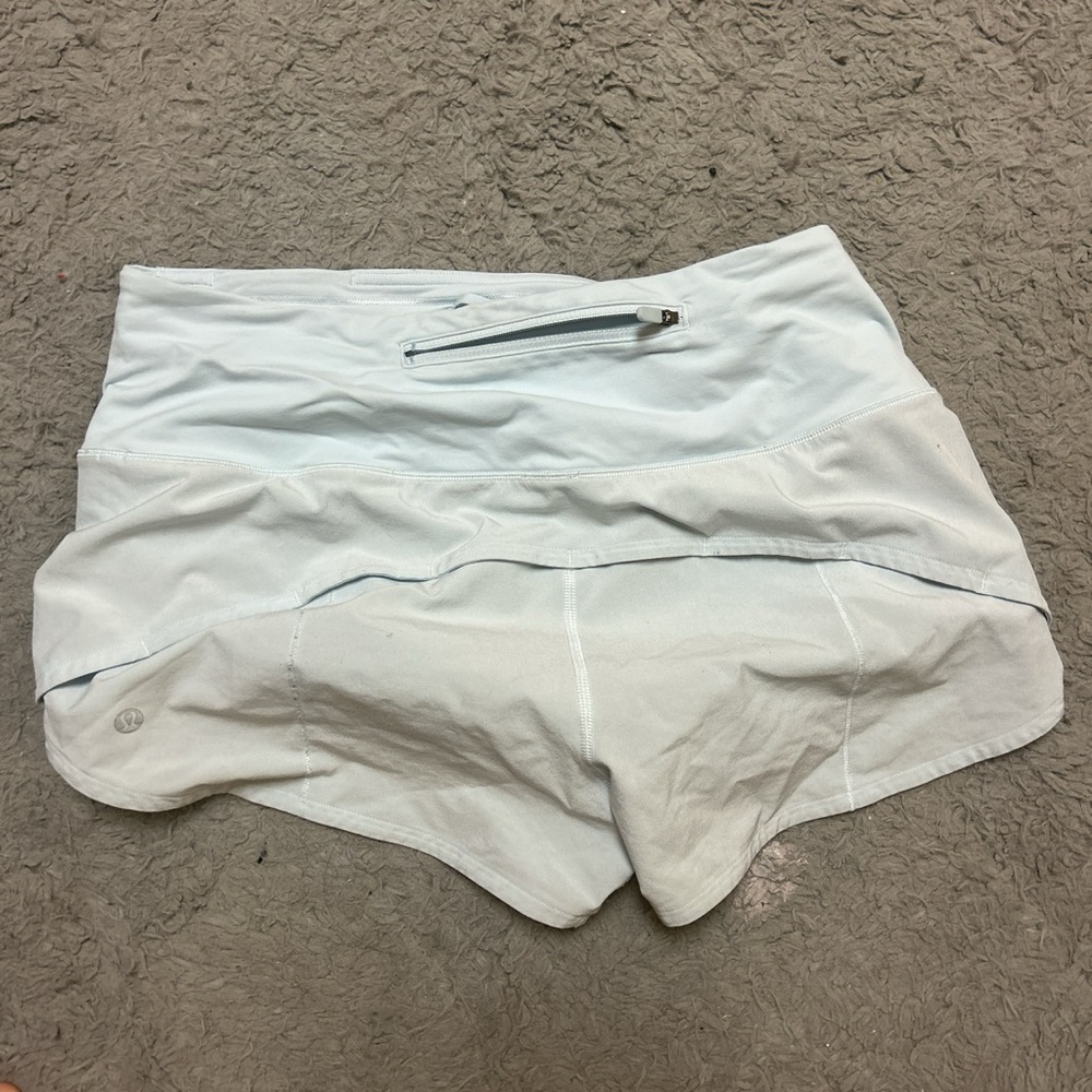 Lululemon shorts, Size 8, Worn 1 time, Super cute light blue, Originally 68.00$